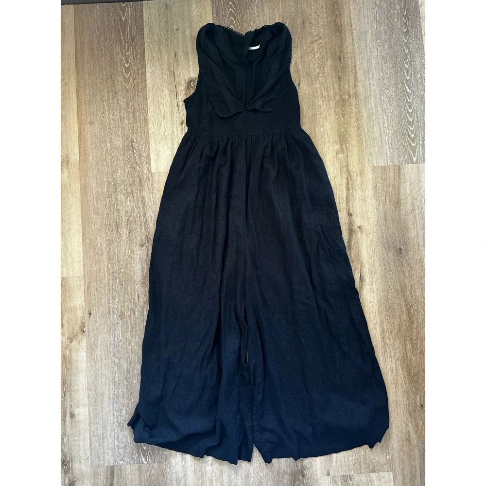 Free People Style‎ Black Wide Leg Jumpsuit XS  Boho Minimalist Flowy Relaxed
